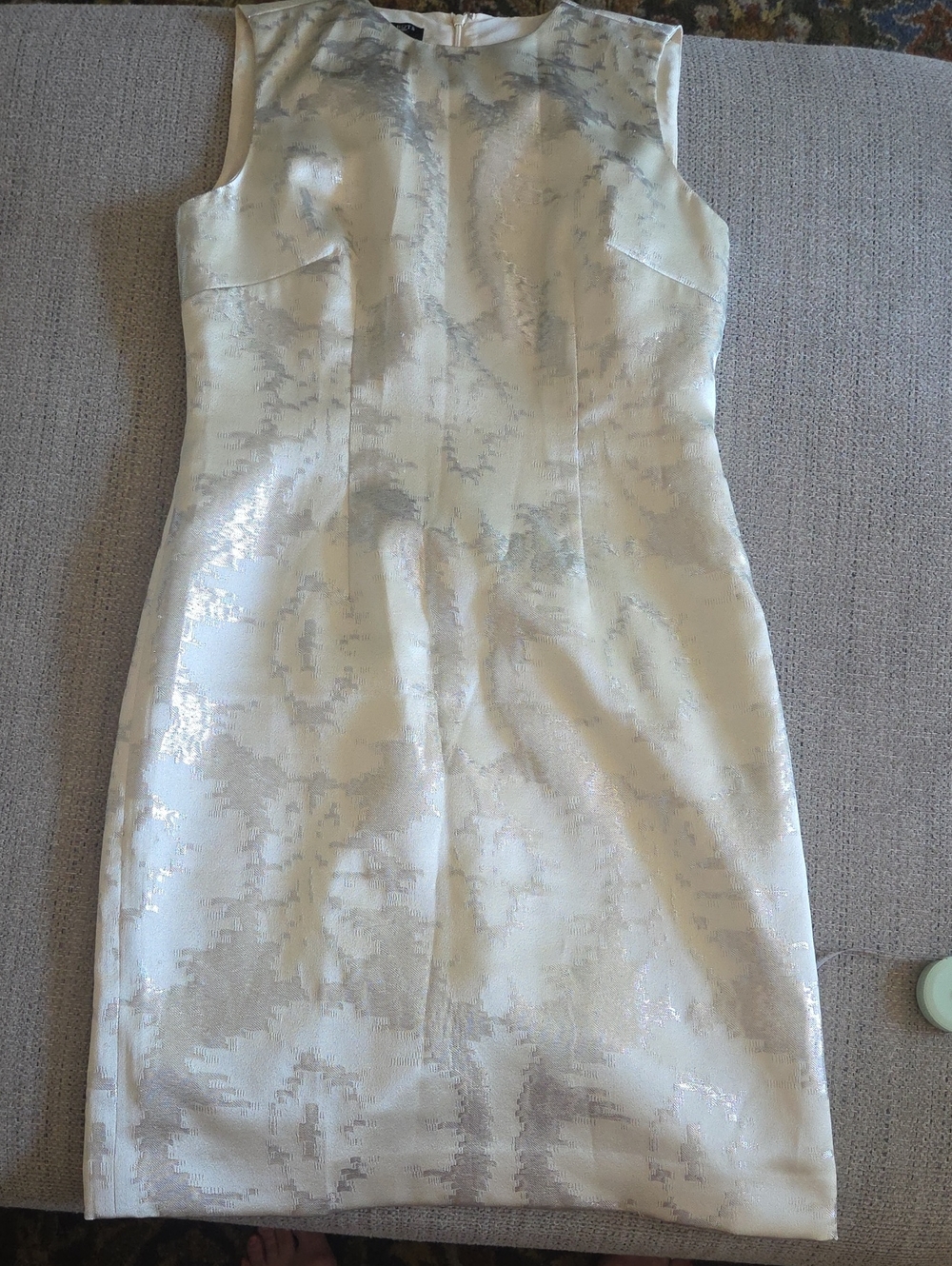 Talbots Ivory Dress with Silver Jacquard Sheen